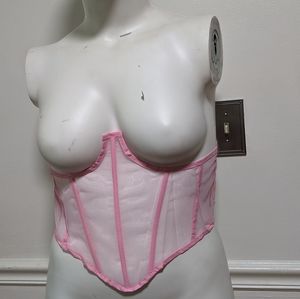 Mesh Underbust Corset Crop Top (PINK COLOR)